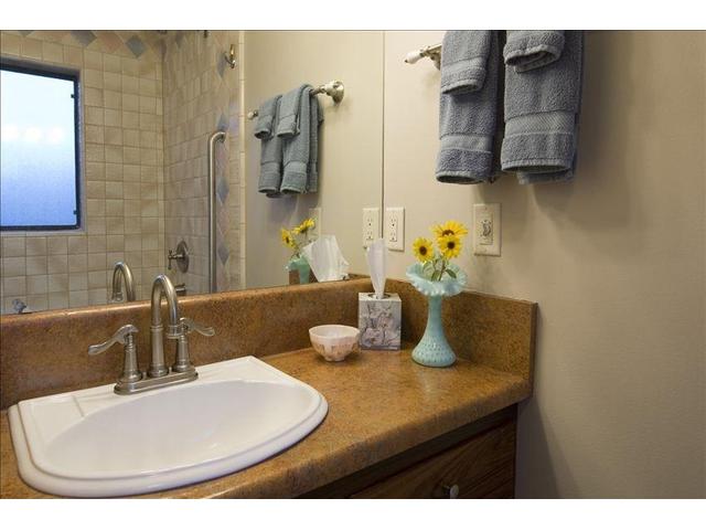 Vanity in the full bathroom, accessed from the hall