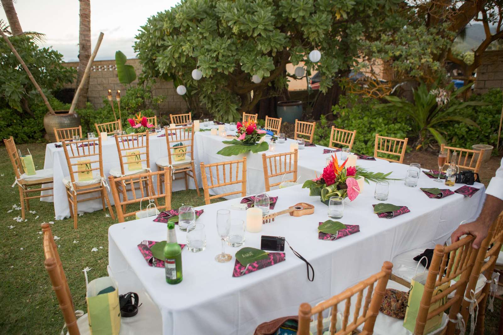 Custom party setup for a catered event