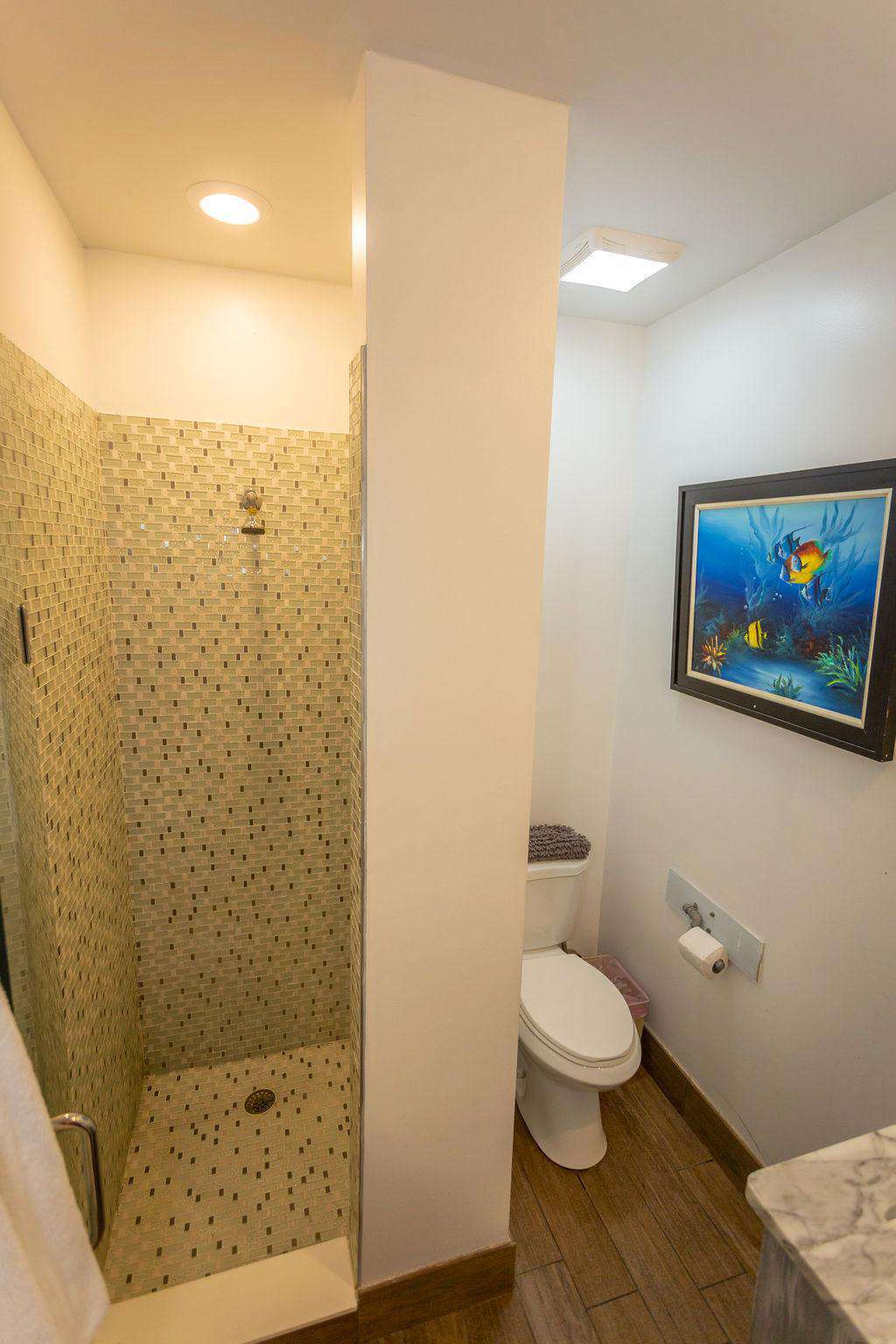 Bathroom # 3 has shower--private exit