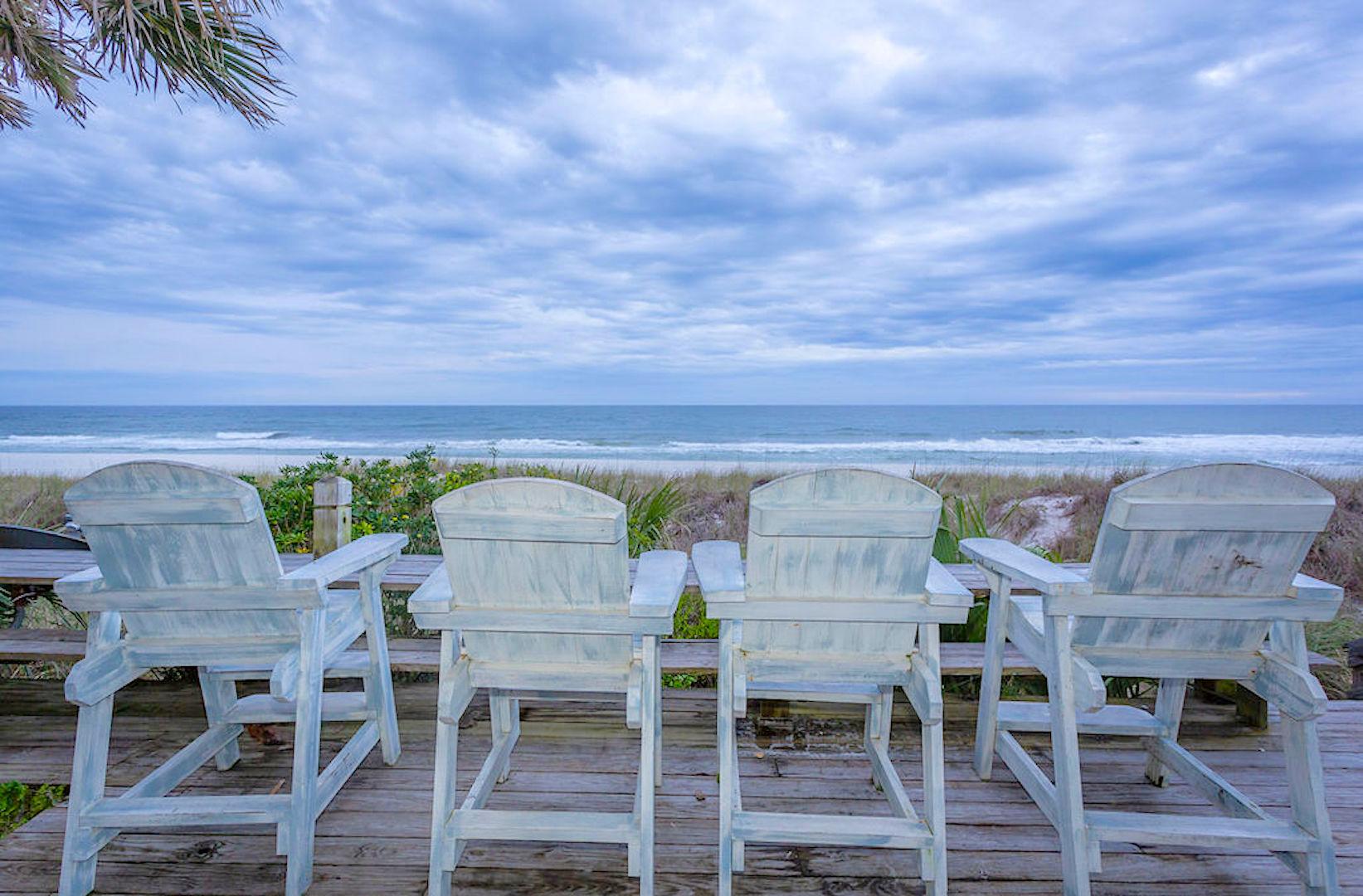 Tall chairs on deck of side a