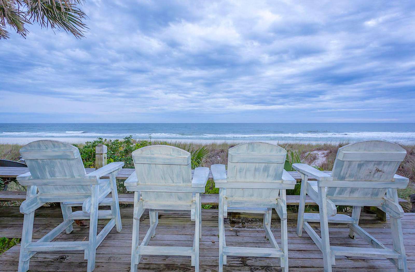 Tall chairs on deck of side a