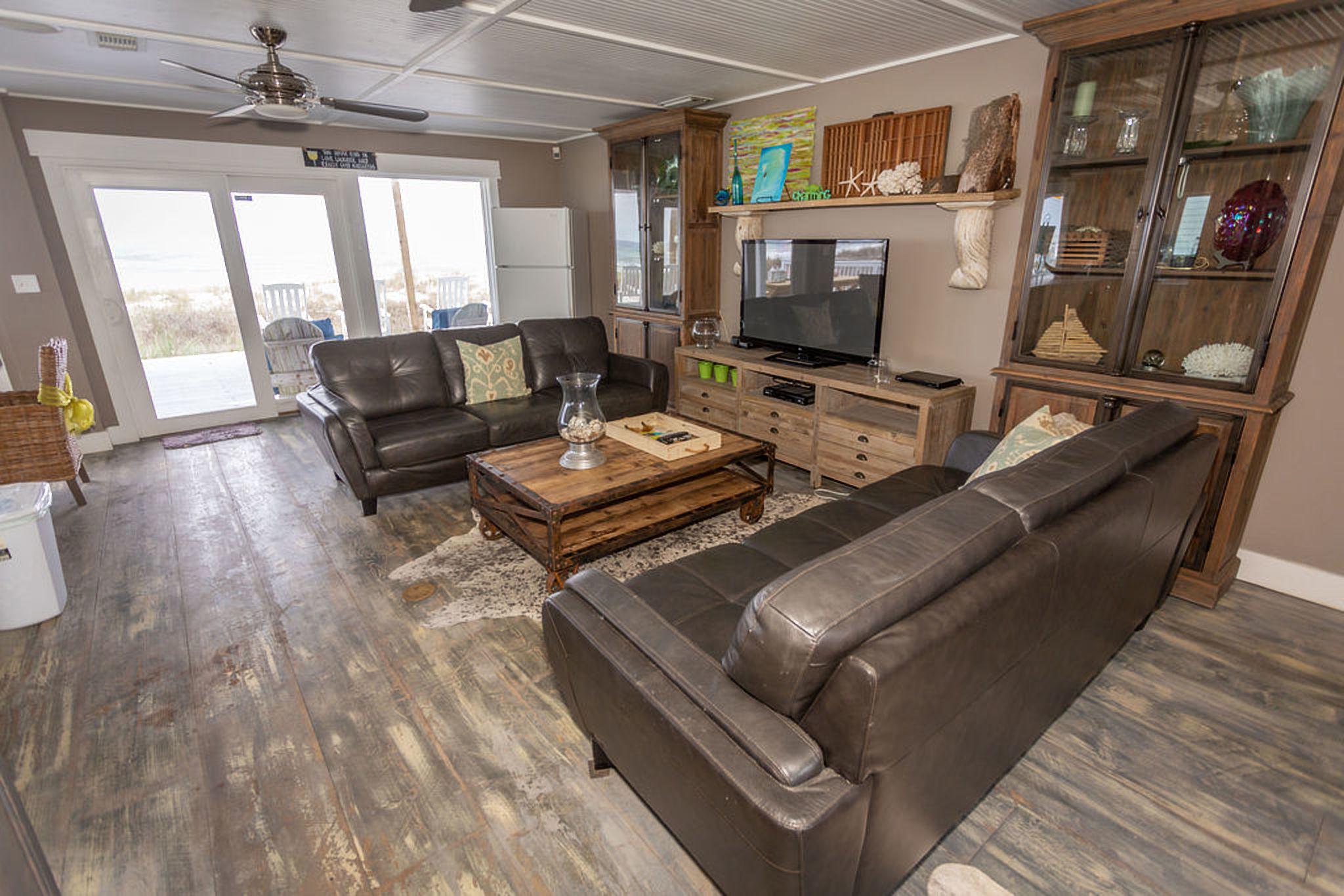 Family room with large flat screen and incredible ocean views