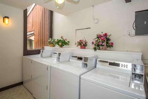 Public laundry room in the building has coin operated machines. Detergent is complimentary in the room.