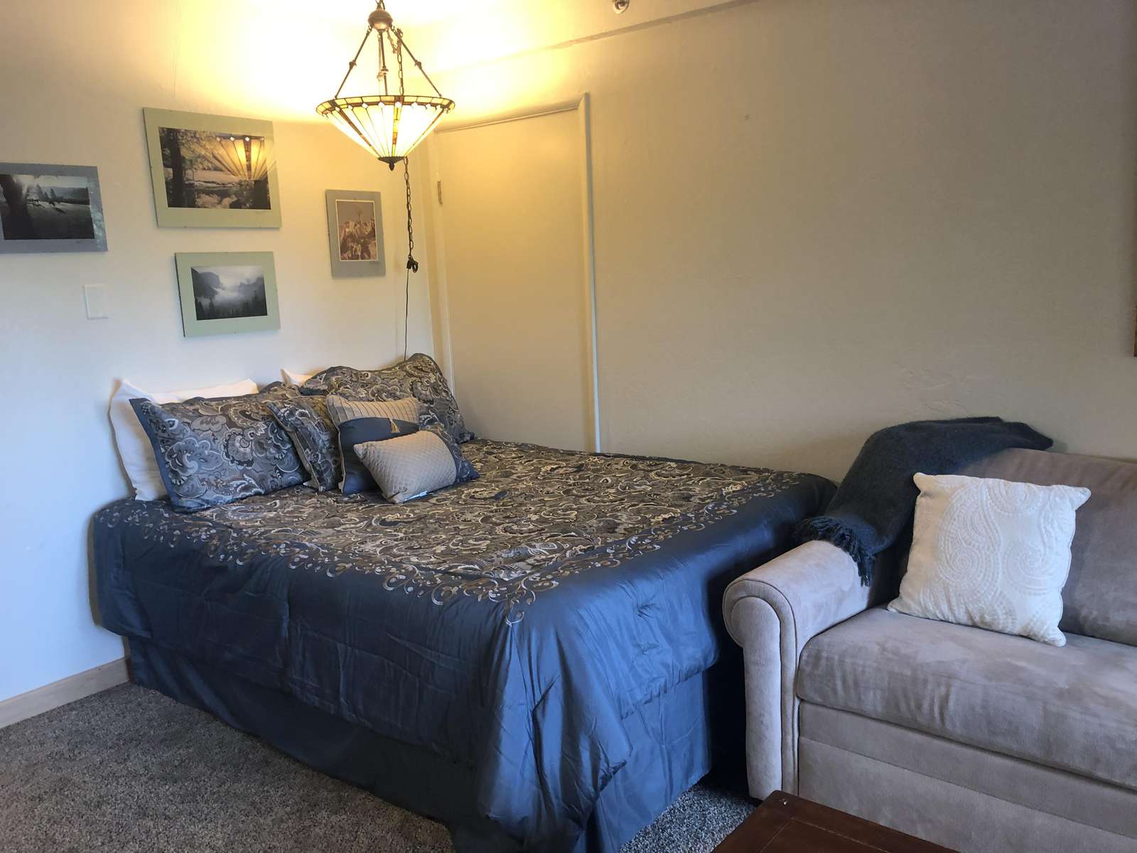 The queen size bed.