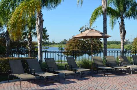 Lounge chairs poolside