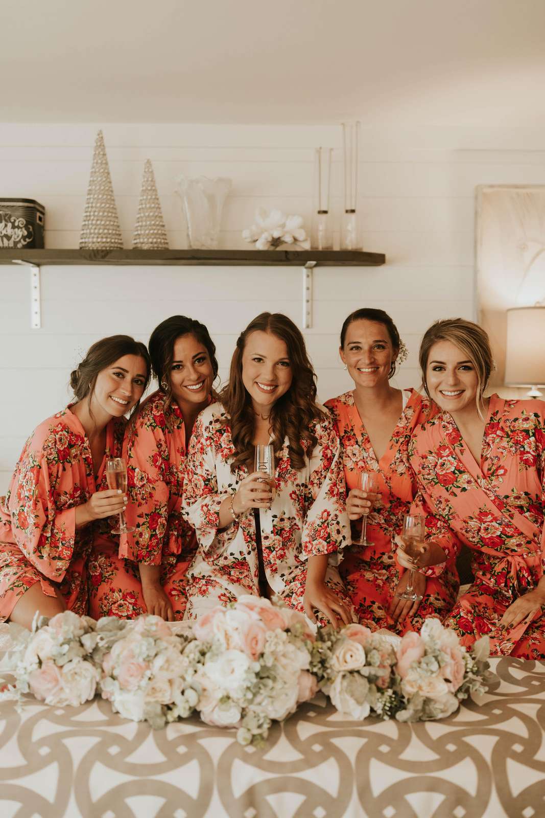 Bride & bridesmaids celelbrating