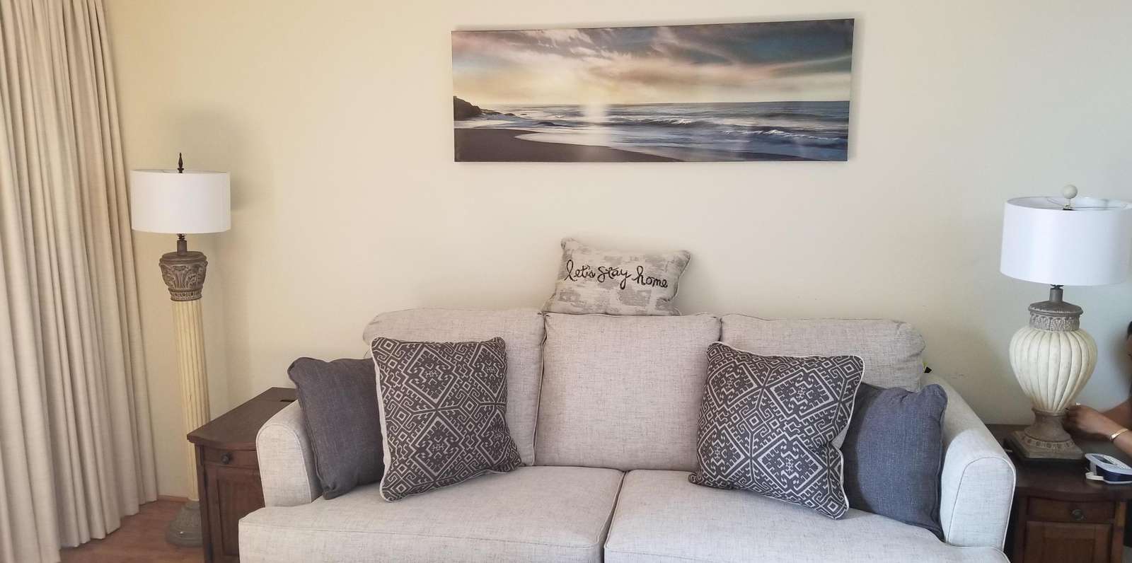NEW art on wall above sofa