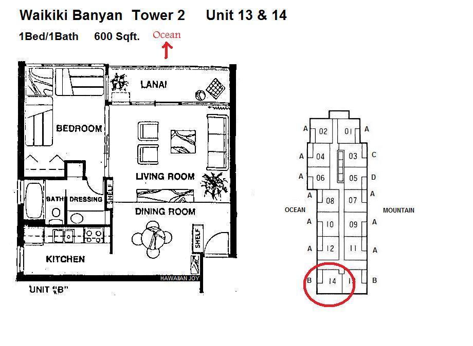 Waikiki Banyan 2514 floor plan