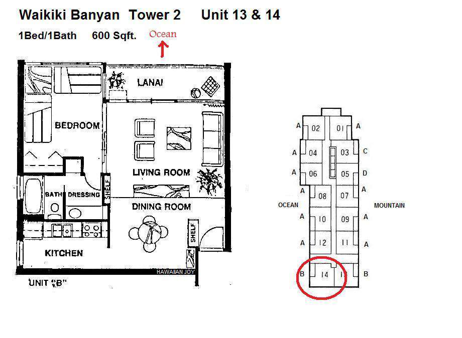 Waikiki Banyan 2514 floor plan