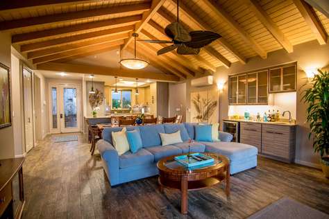 High ceilings, exposed beam, large open floorplans