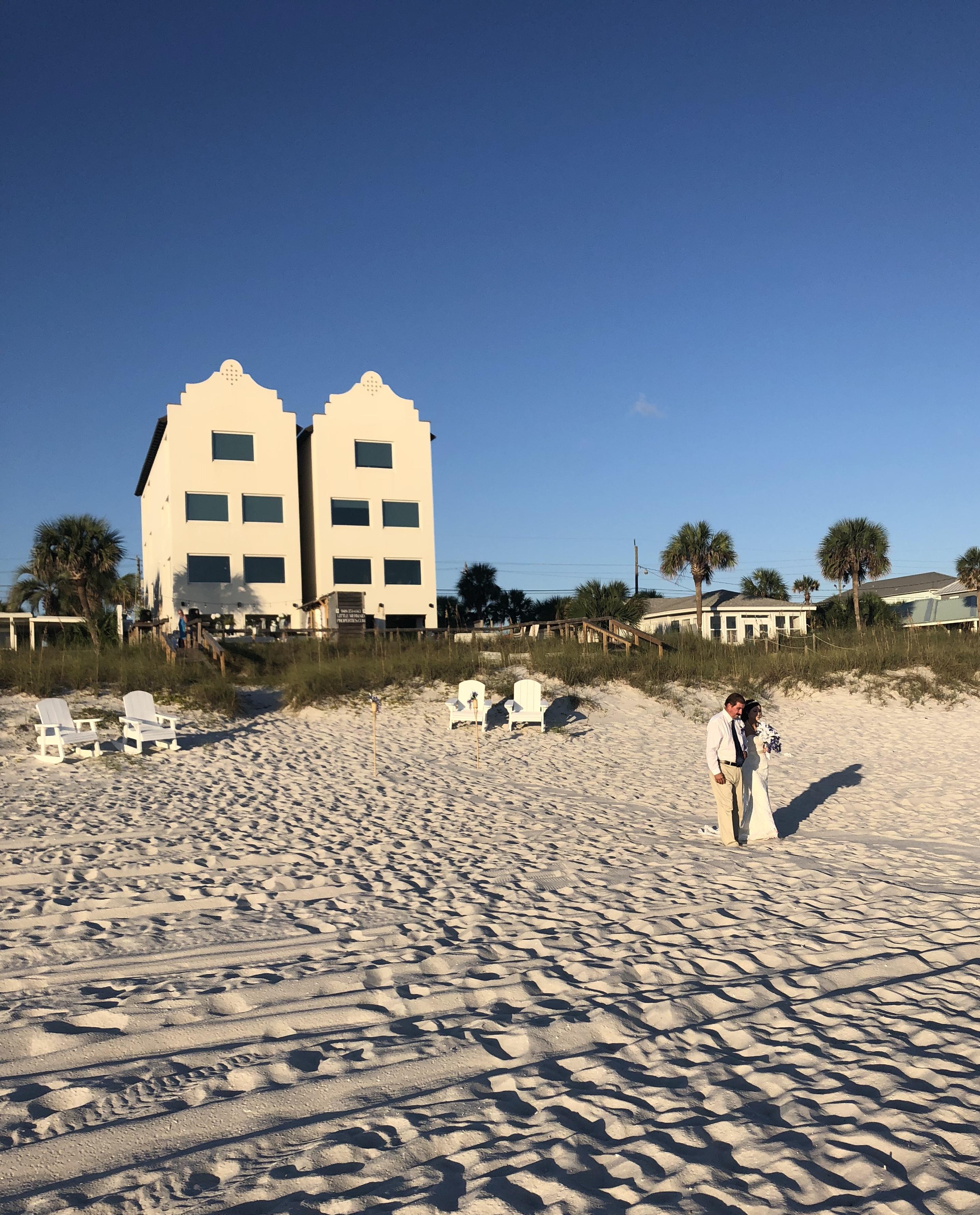 View of "The Opulent Pearl" and "The Quiet Lady" from the beach-bridal walk