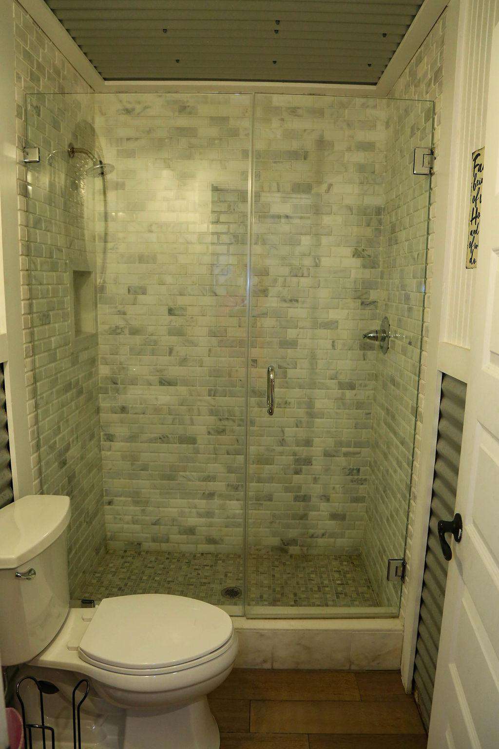 Bathroom # 7custom white marble shower