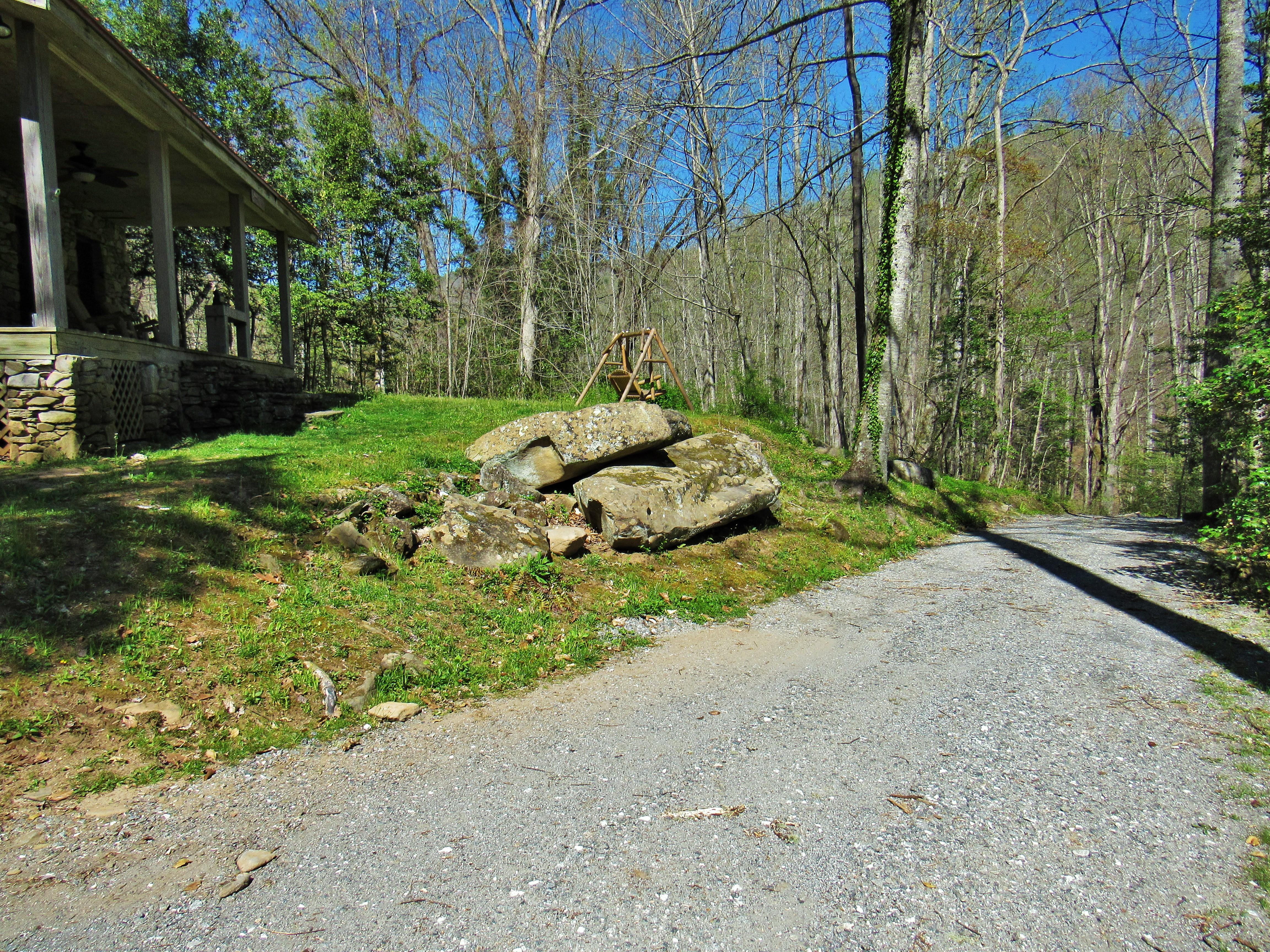 The driveway and drive, leading to the cabin