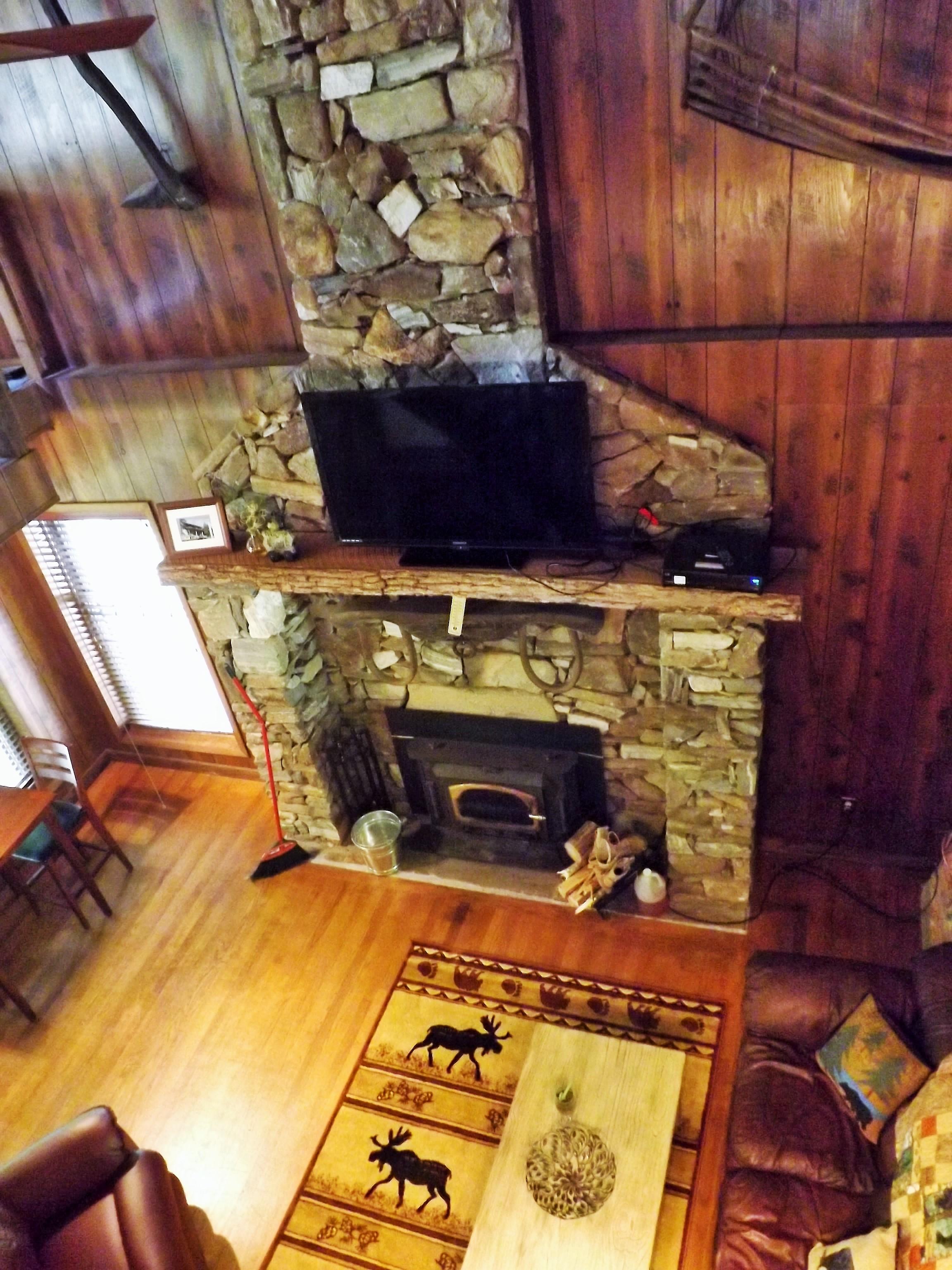 Native Stone Fireplace is reminiscent of days gone by...