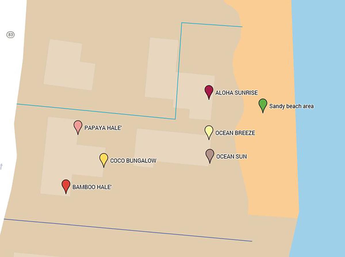 Aloha Sunrise is directly on beachfront at Tiki Moon Villas