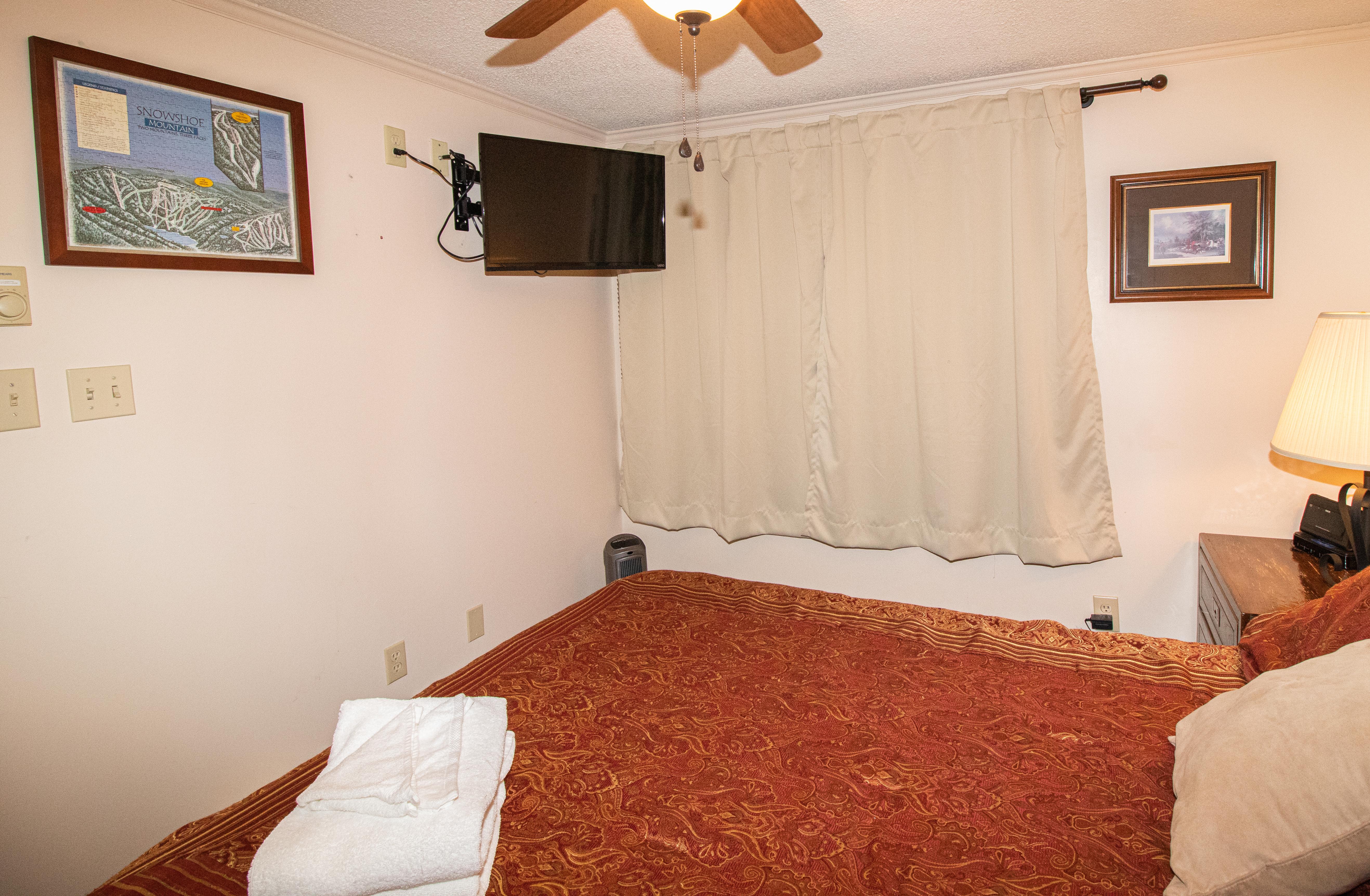 Flat-screen TV in bedroom with DISH Network HD and HBO!