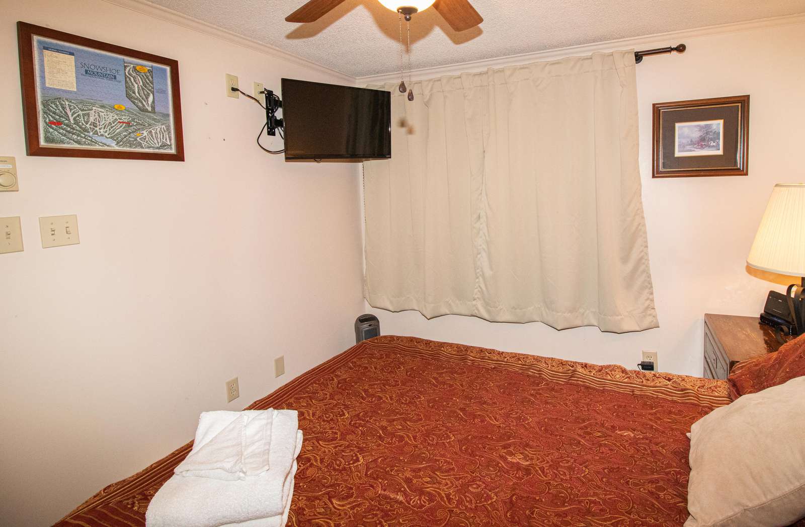 Flat-screen TV in bedroom with DISH Network HD and HBO!