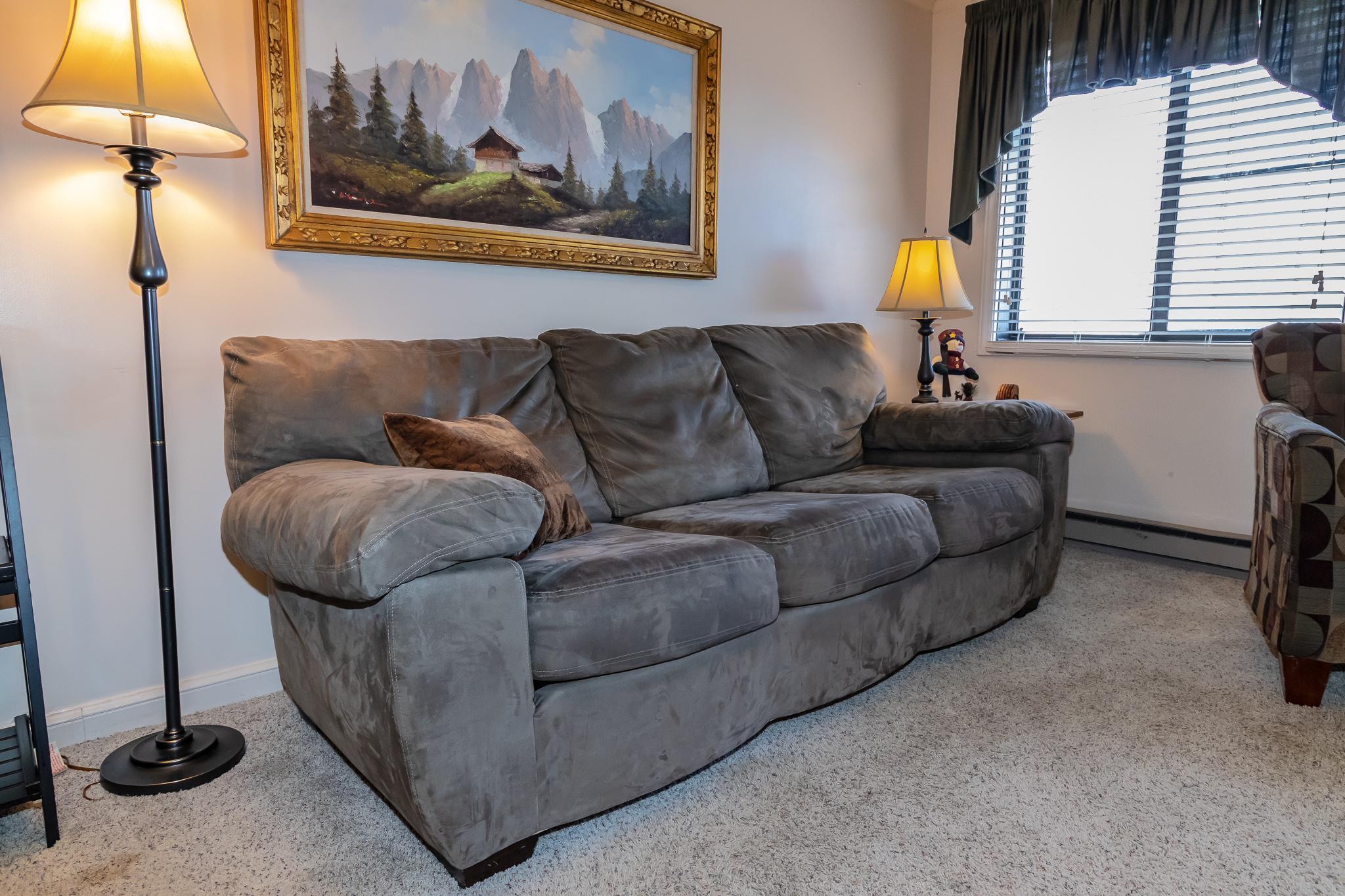Foldout couch sleeps two (2) comfortably