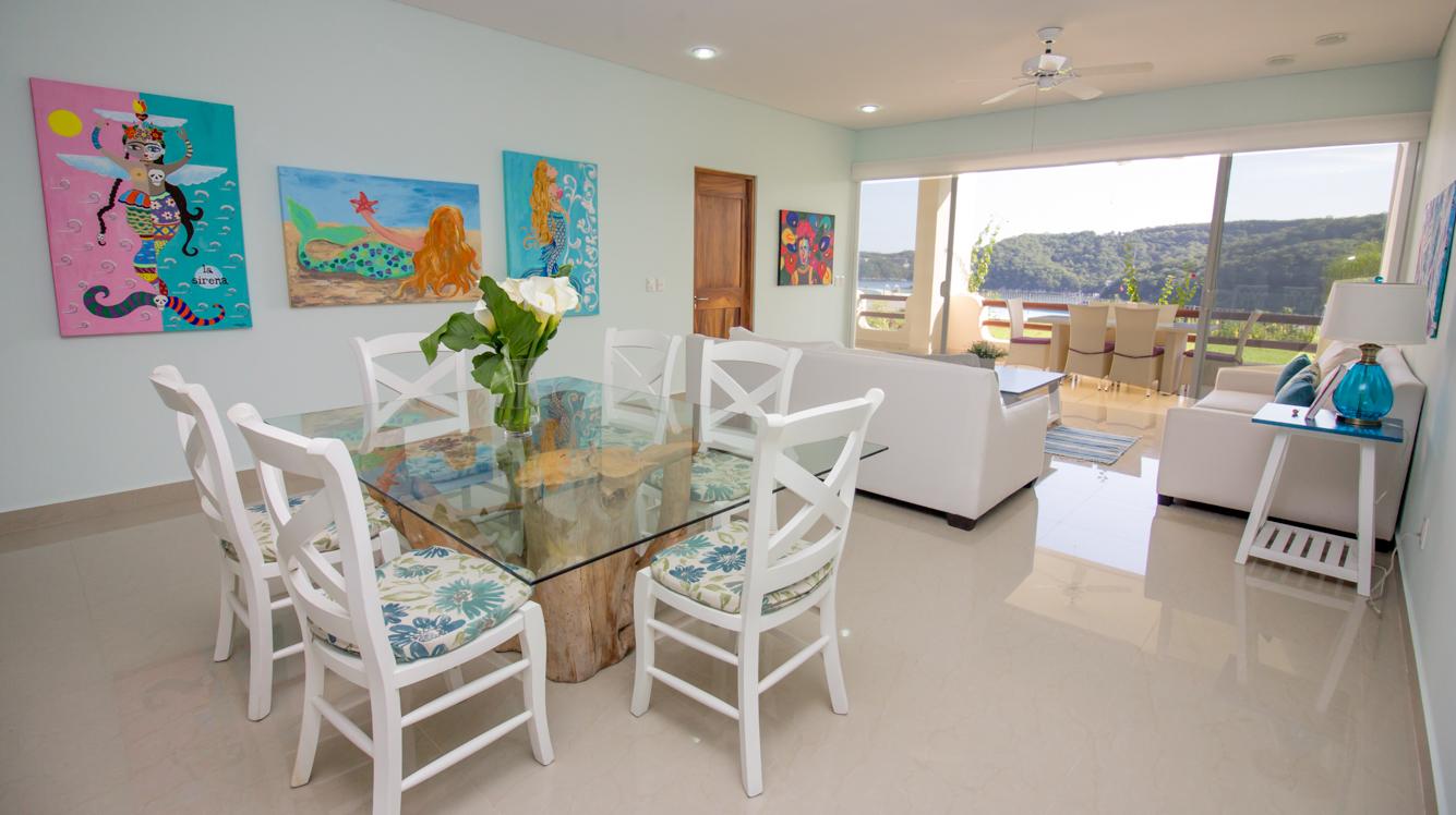 Living and dining room area