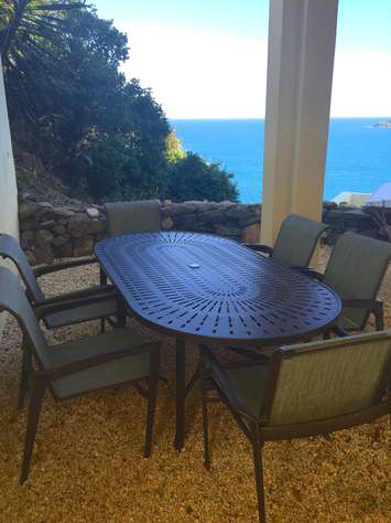 Covered Patio Dining Table by grill