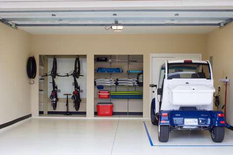 Garage with GEM car, bikes and beach gear