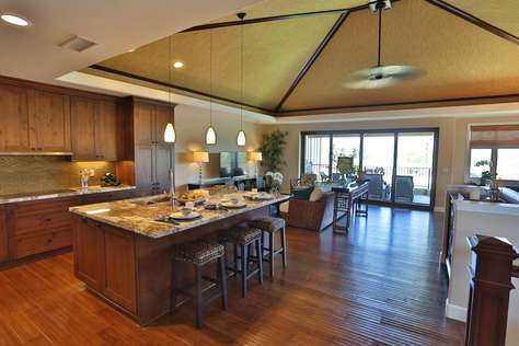 Upstairs living area opens up onto the lanai via pocket sliding doors