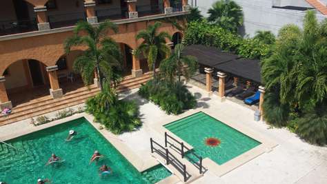 View of pool from main door terrace/hallway