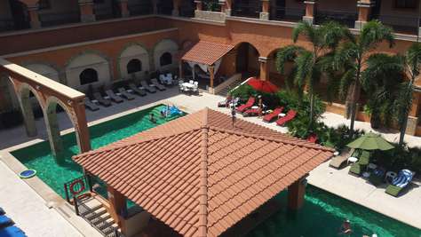 View of pool from main door terrace/hallway