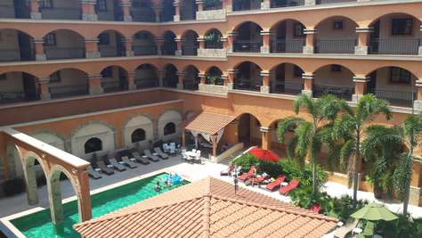 View of pool from main door terrace/hallway