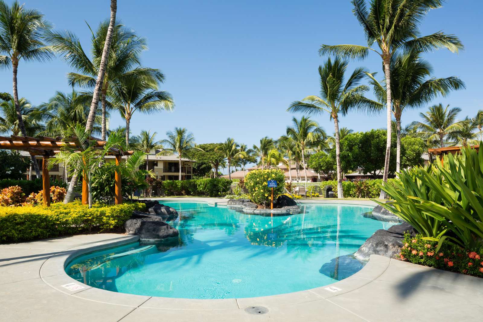 Large swimming pool, lushly landscaped and recently replastered