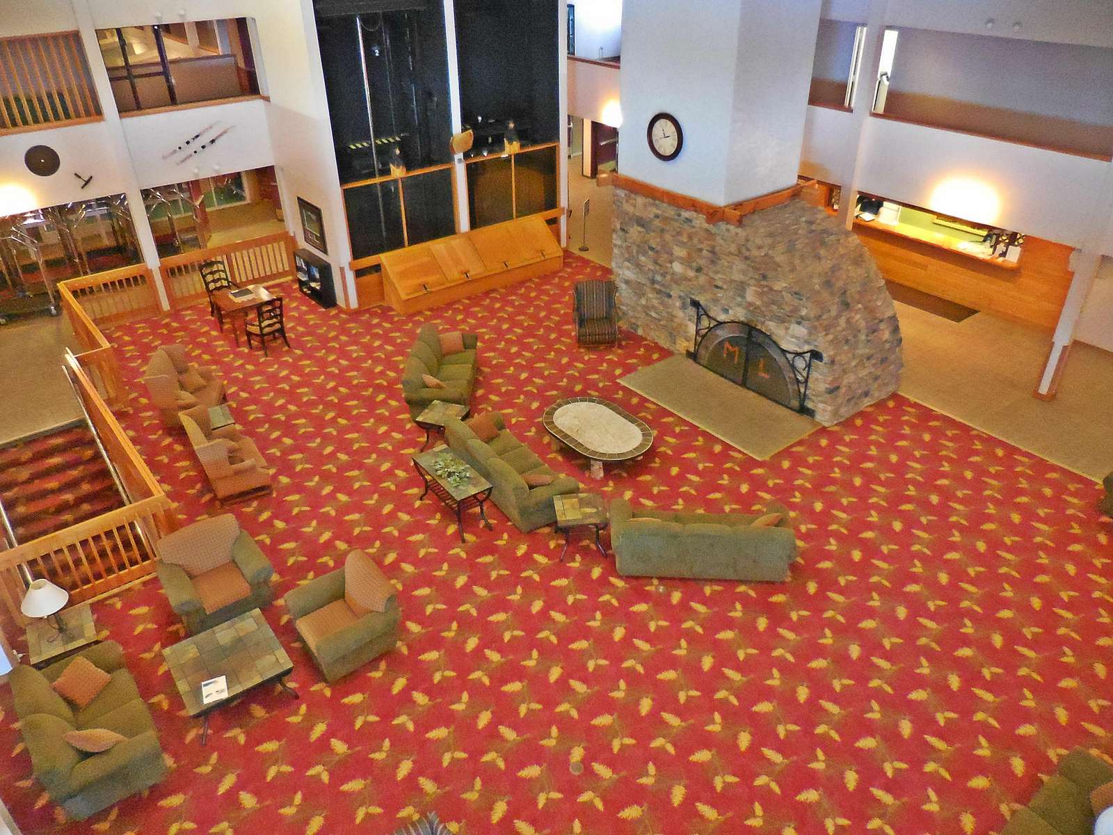 Enjoy free Wi-Fi by the large fireplace in Mountain Lodge's main lobby