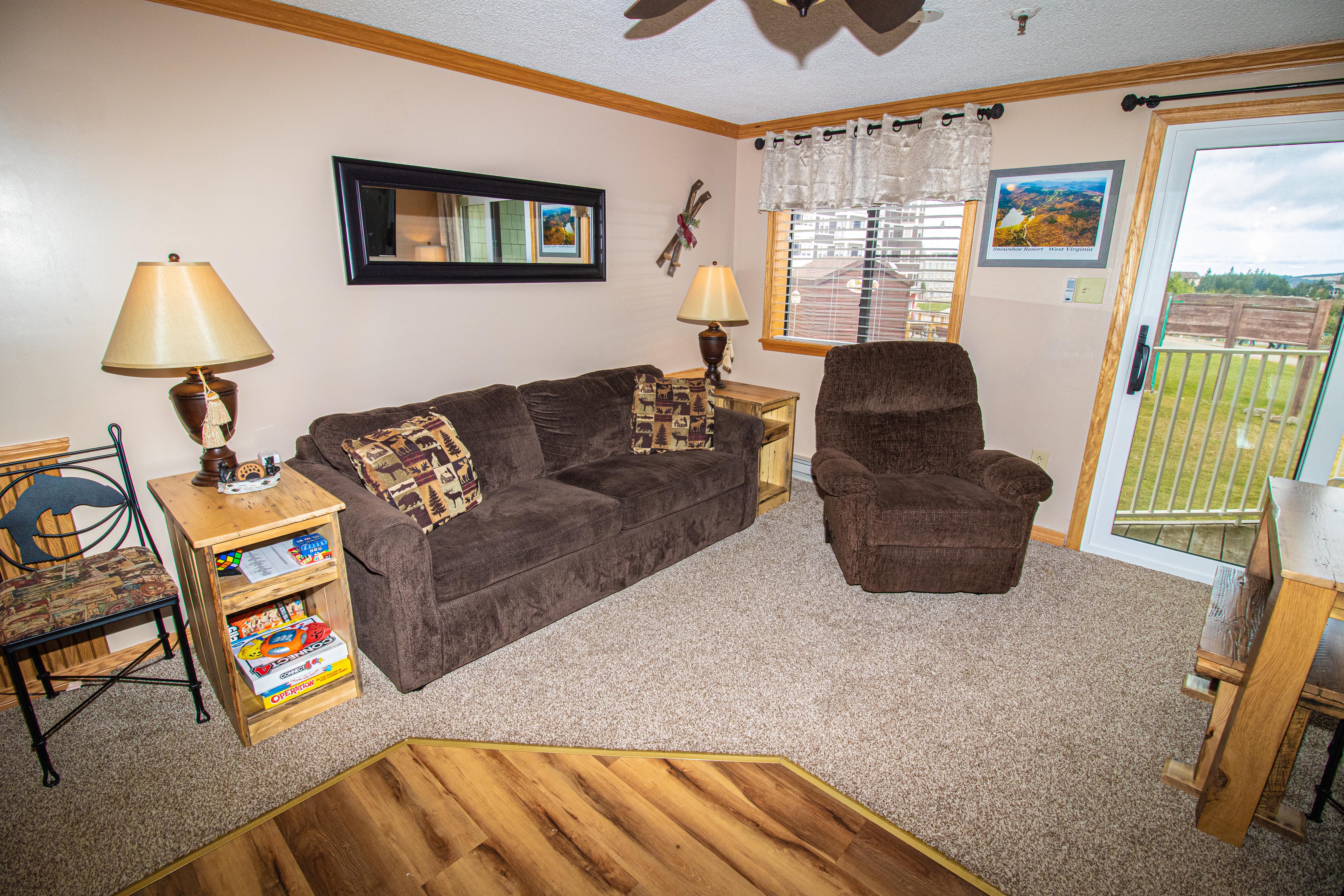 Mountain Lodge 222 foldout couch sleeps two (2)