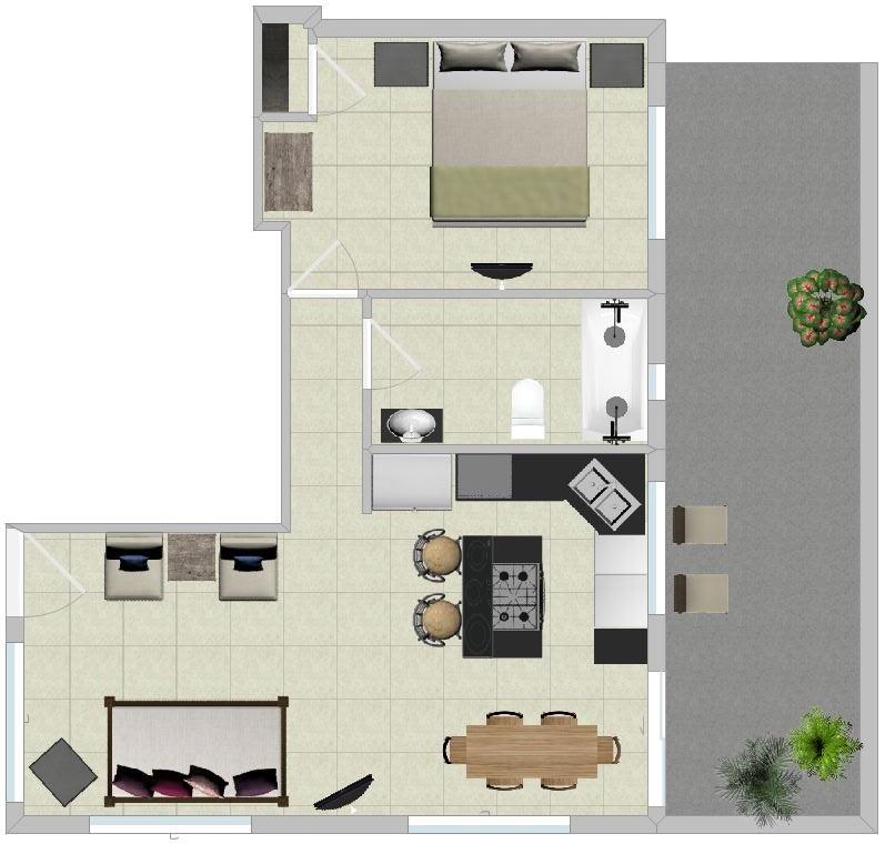 Floor plan of Bamboo 1 bedroom home