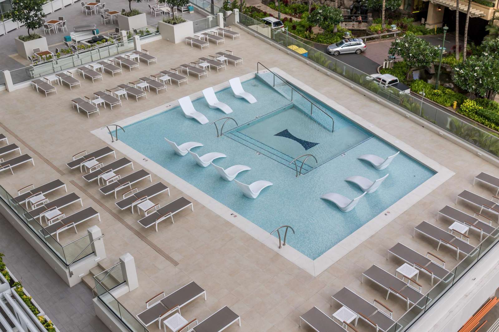 View of wading pool from room