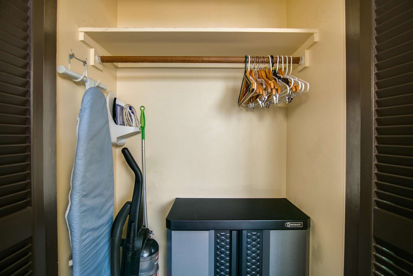 Additional storage, Iron & ironing board.