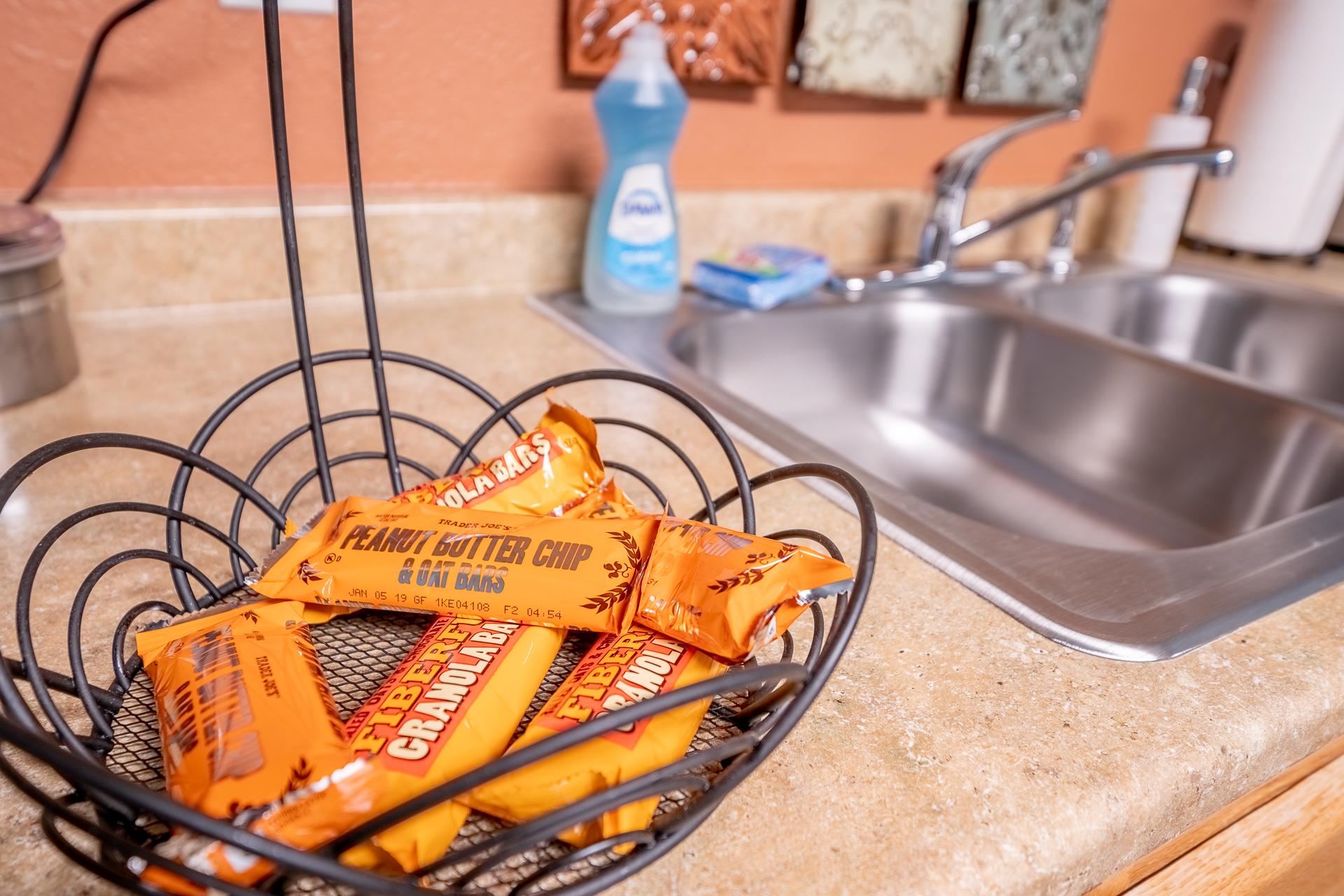 Granola bars available for use during your stay.