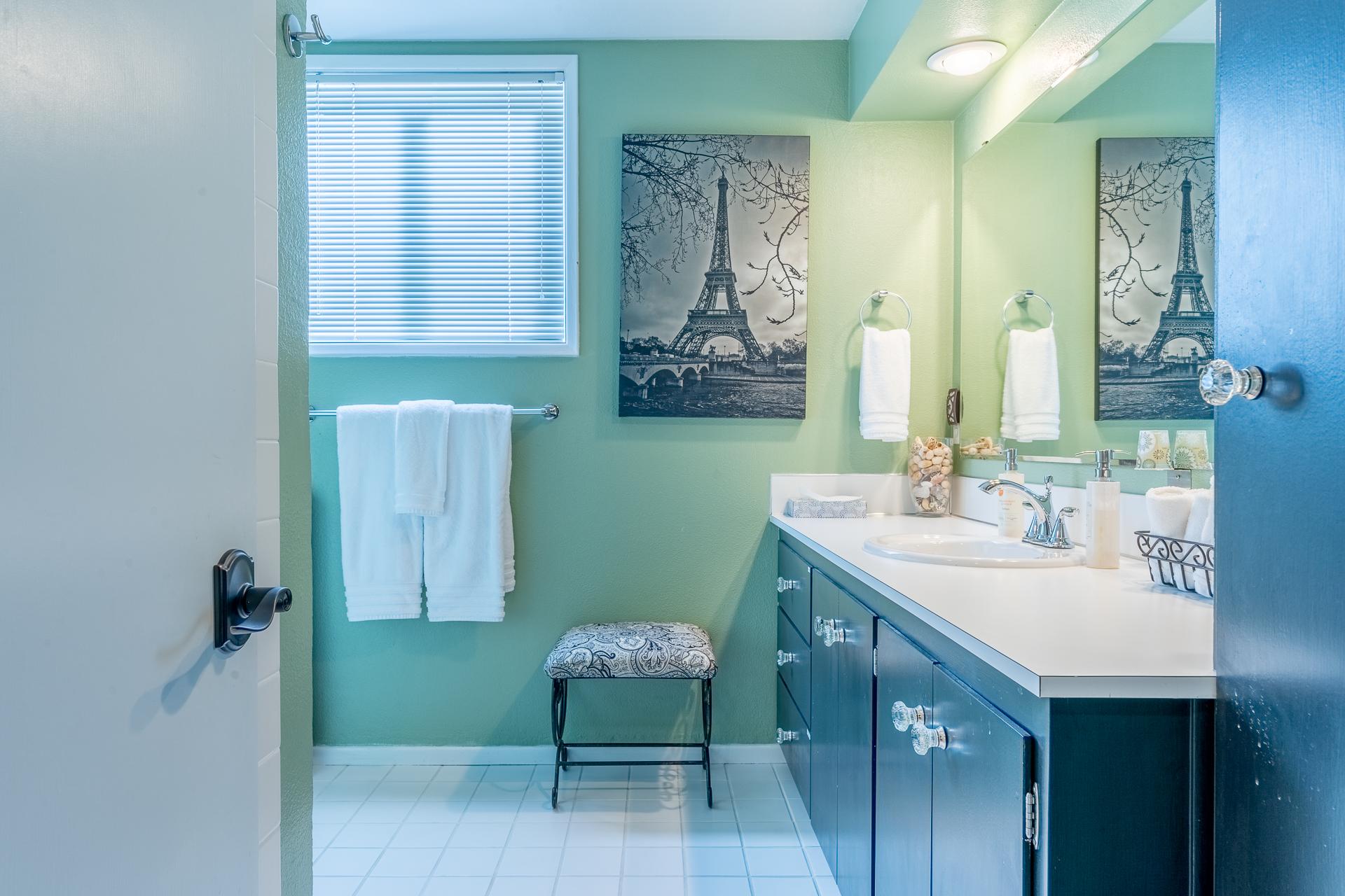 One spacious bathroom