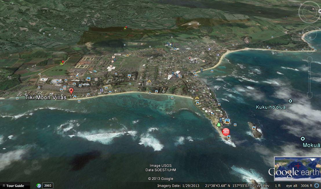 Tiki Moon Villas is in the left bottom corner by the ocean