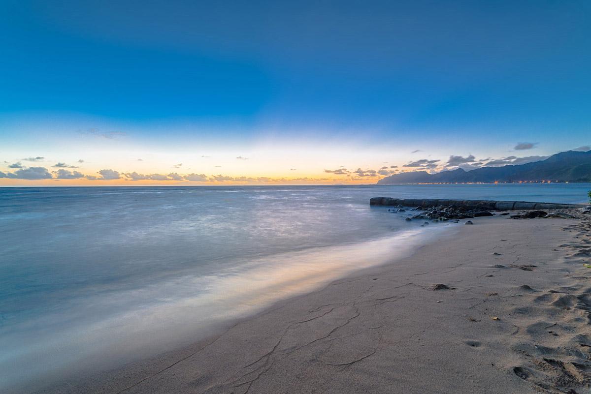 Early morning dawn at beach of Tiki Moon Villas
