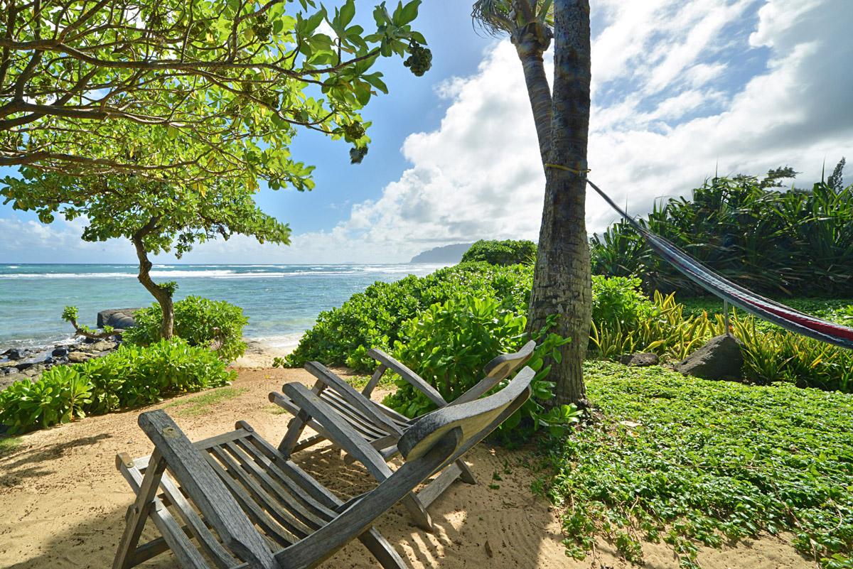 Lounge chairs at our beachfront area