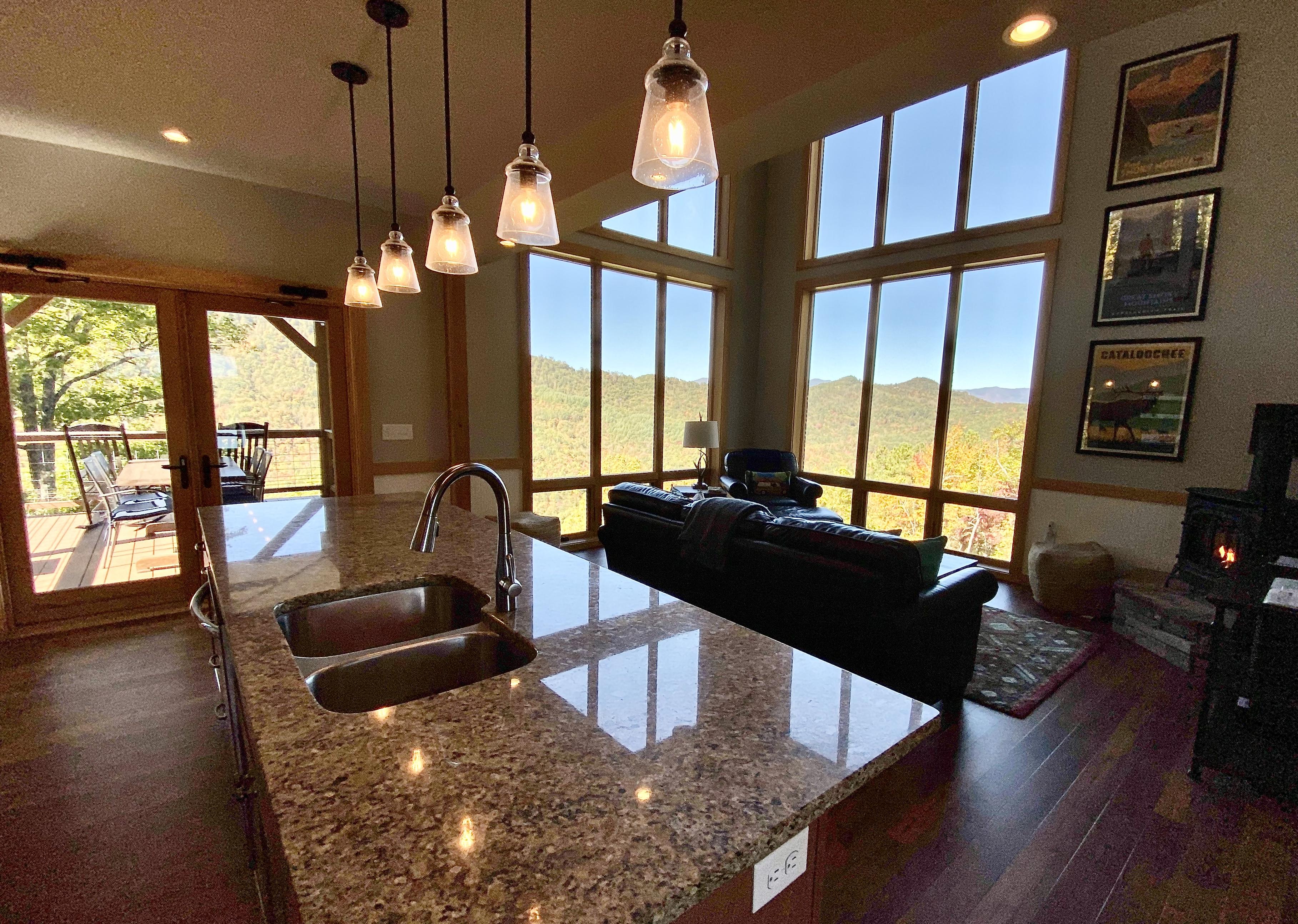Open, Airy, and well Appointed Kitchen Offers everything you require to prepare your Meals at the Cabin.