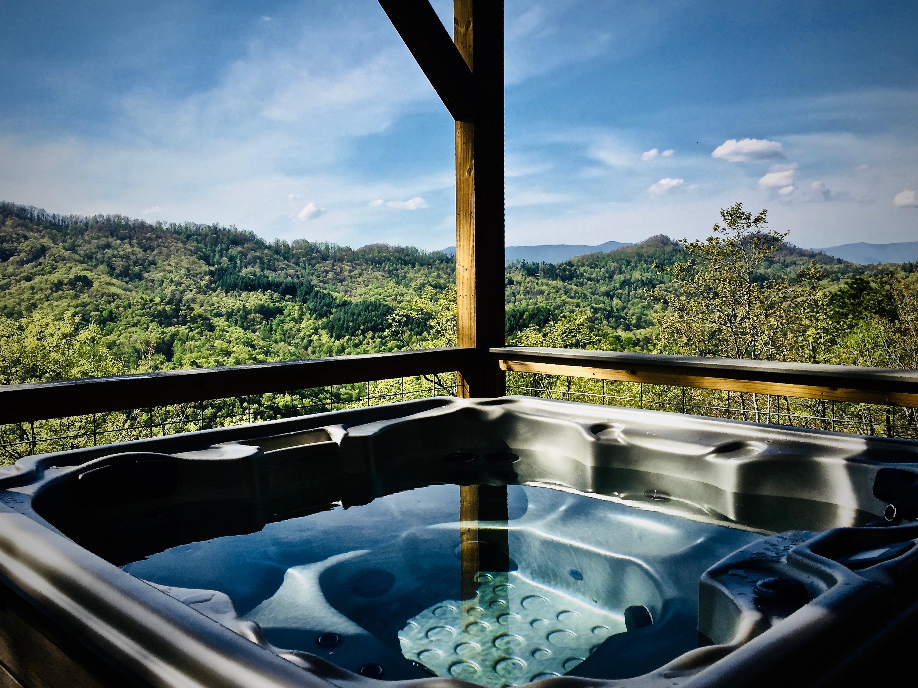 Sparkling Hot Tub is Private on all sides...