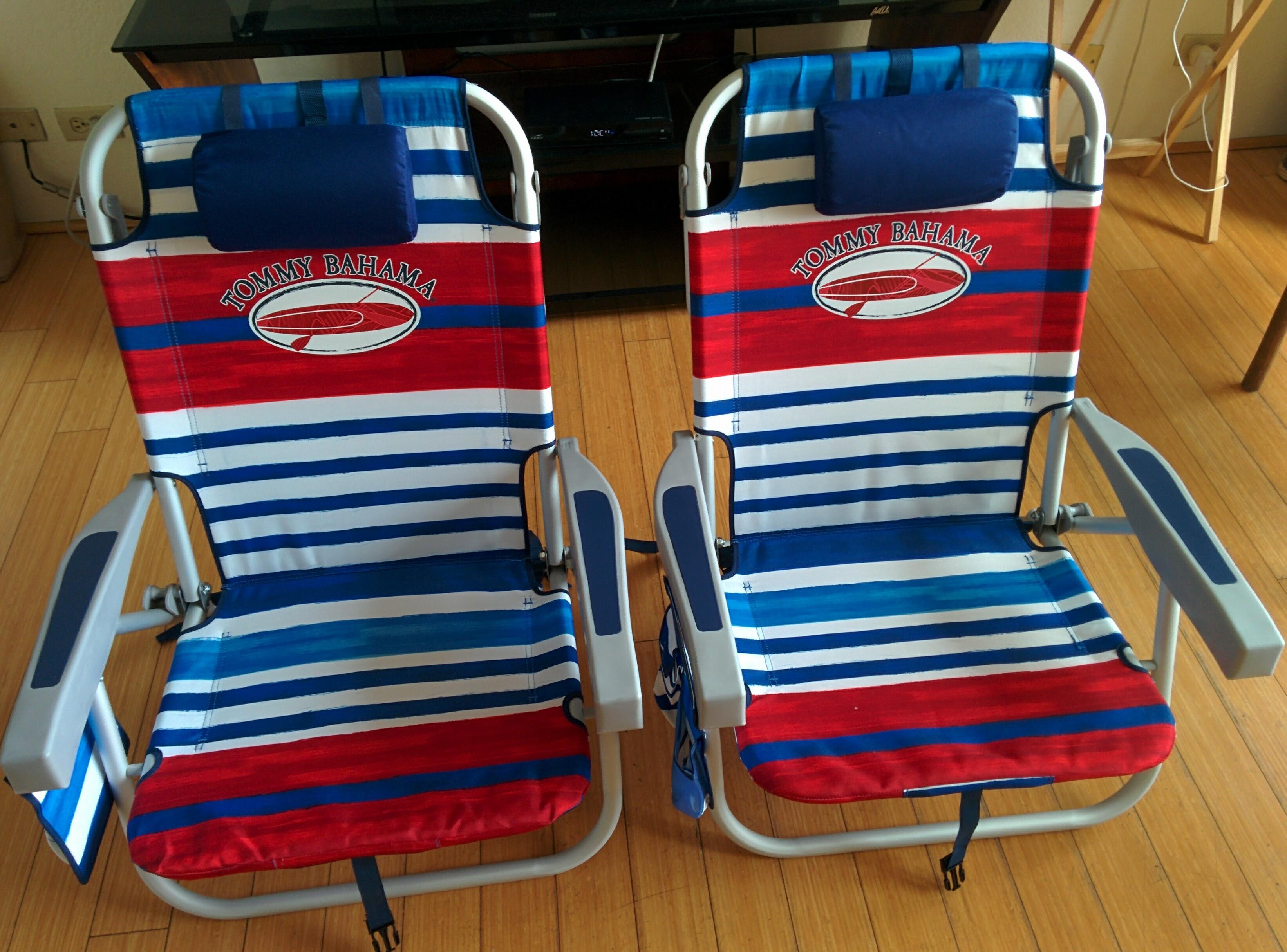 We provide 2 backpack beach chairs.