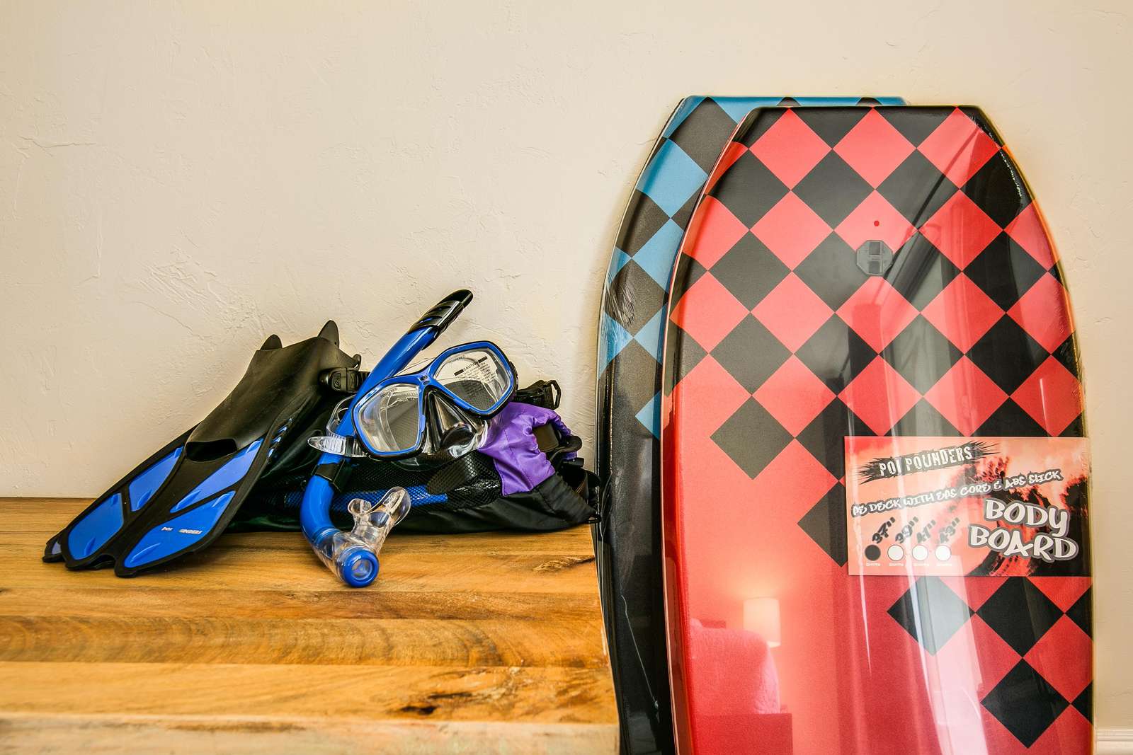 Snorkel and Masks along with Boogie board