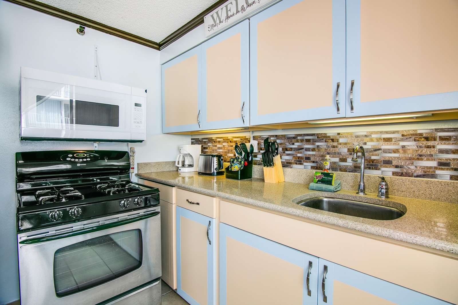 gas stove and modern microwave