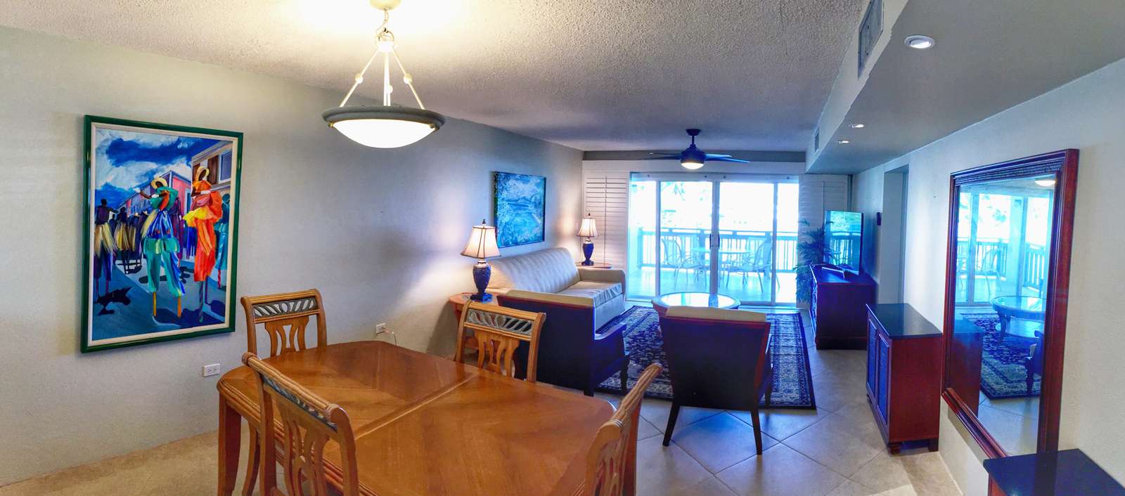 Nice open living room, dining and kitchen.