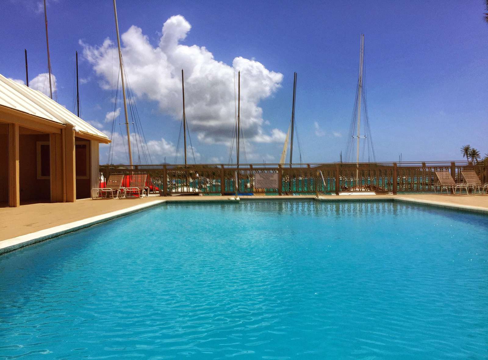 Access to the pool that overlooks the marina