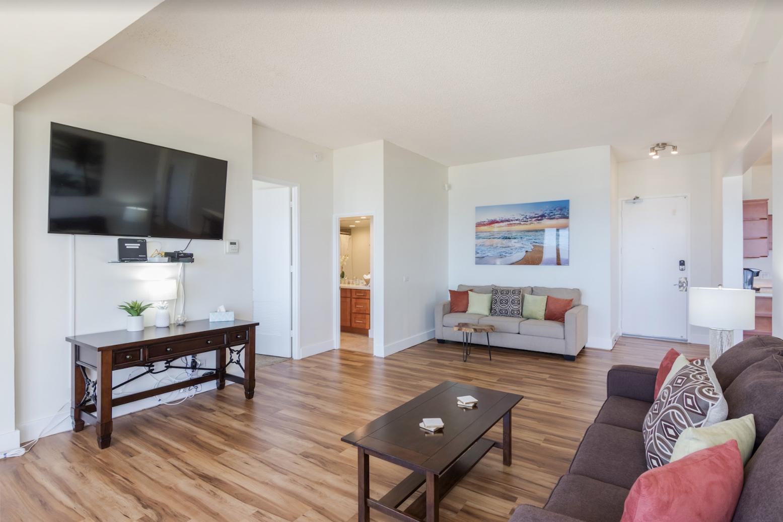 Two queen sofa sleepers sleep 4 people in the large living room