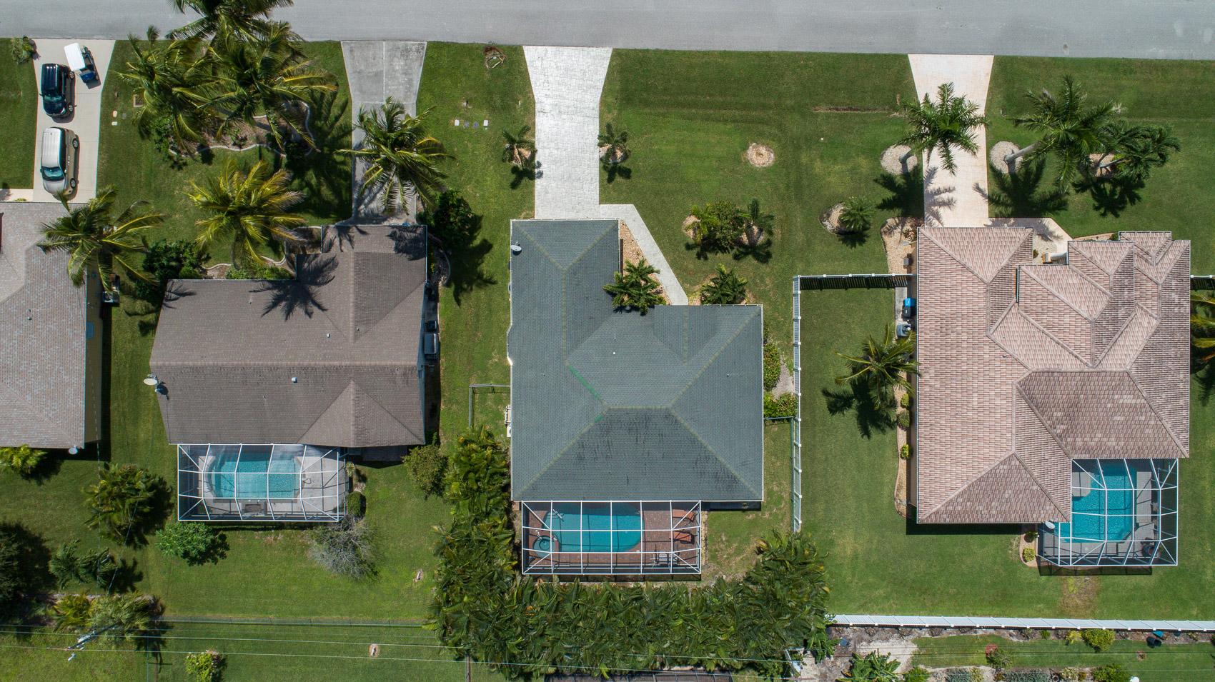 Aerial view of the backyard
