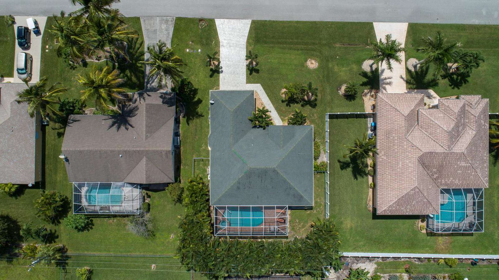 Aerial view of the backyard